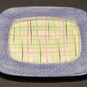NEW Pastel Plaid Stripe Spring Easter 14” Serving Platter